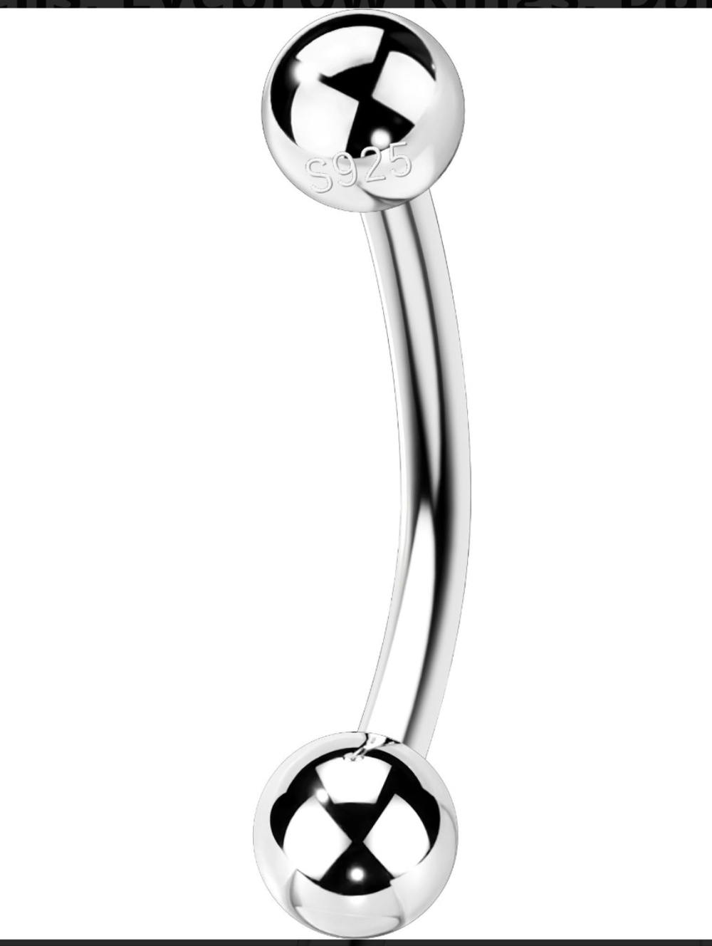 Unisex Curved Barbell Piercing Jewelry For Rook, Eyebrow, Labret, Others - Picture 2 of 7